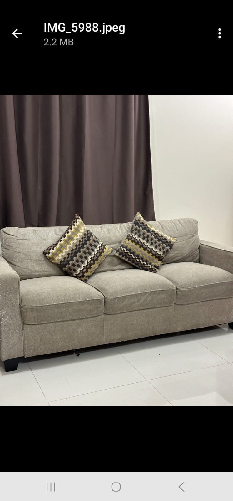 PAN Home 3 seater sofa with  2 cushions - Image 5