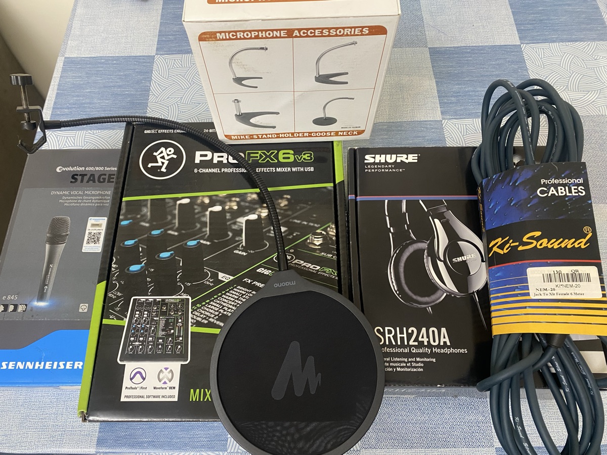 Sennheiser mic, mic stand , pop filter , mic cable - Image 1