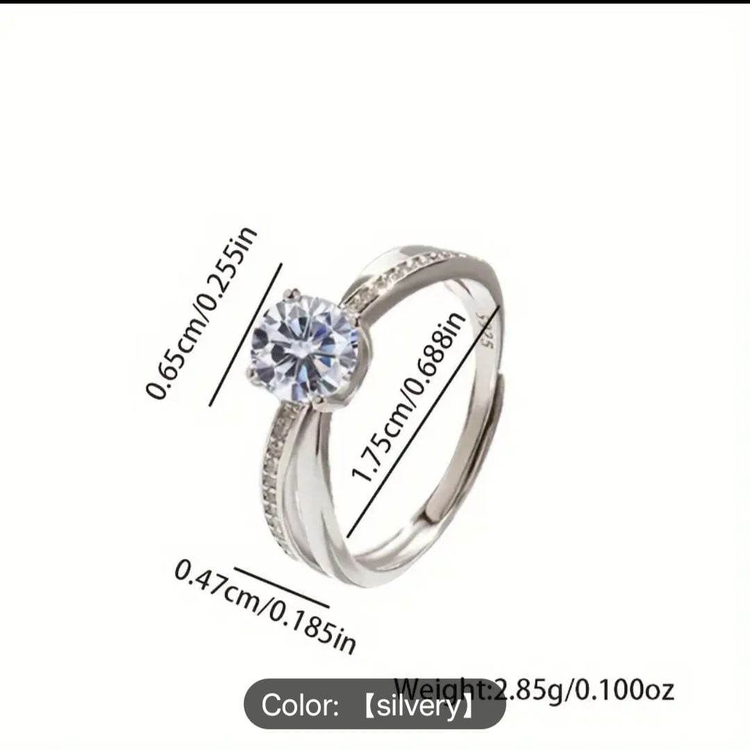 Beautiful Adjustable Ring Made Of 925 Sterling Silver With Synthetic Zirconia - Image 1