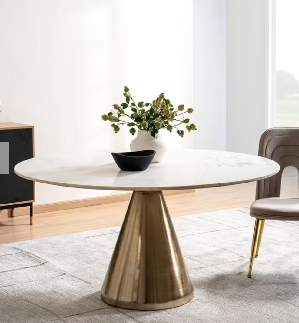 Paulo New 6 Seater Dining Table Marble - White Gold From Pan Home for sale - Image 1