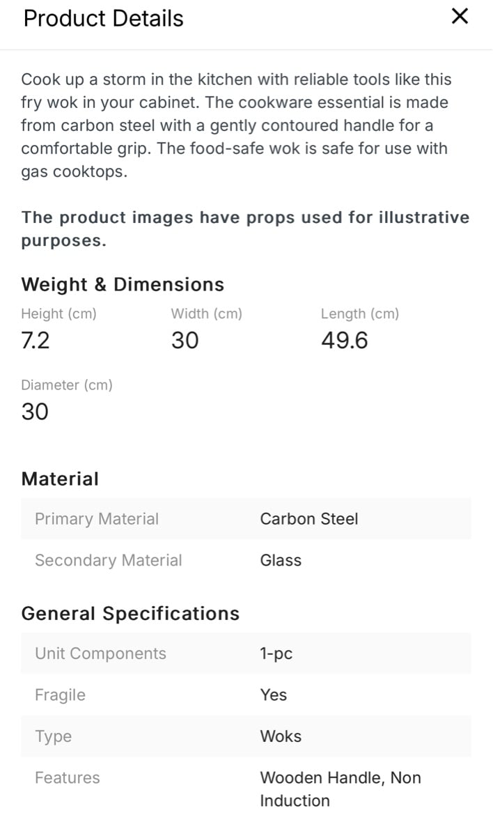 Carbon Steel Fry Wok 3.5ltr - Image 2