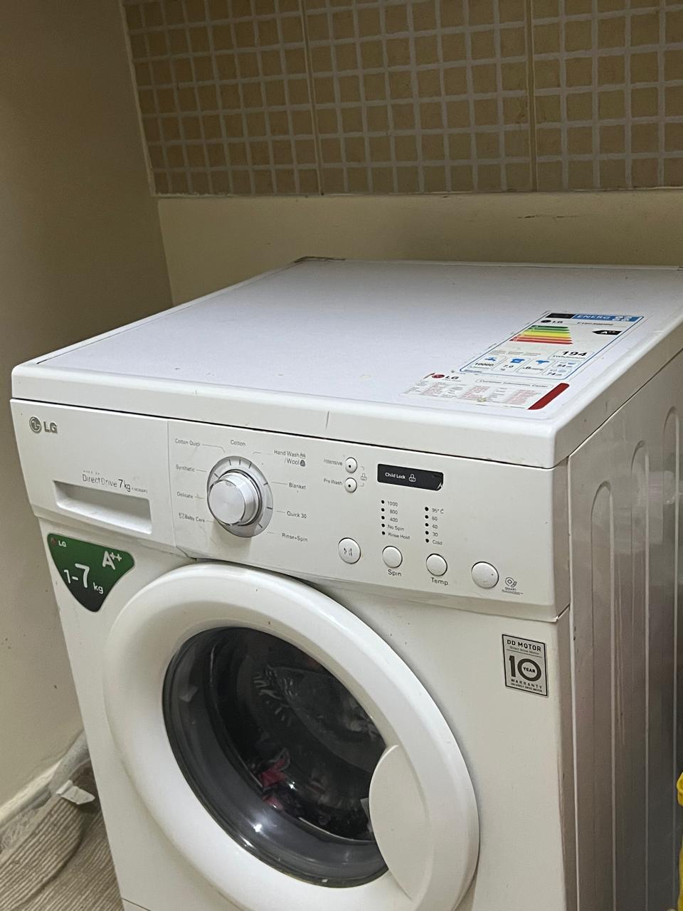 LG 7kg Washing Machine, Front Load, White FOR SALE - Image 1