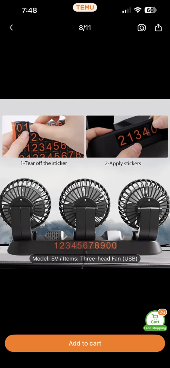 Brand new Electronic Car Fan 2 speed adjustable - Image 3