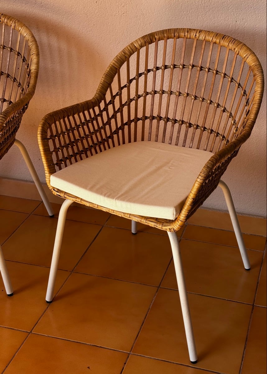 IKEA Chair with armrests, rattan/white NILSOVE - Image 4