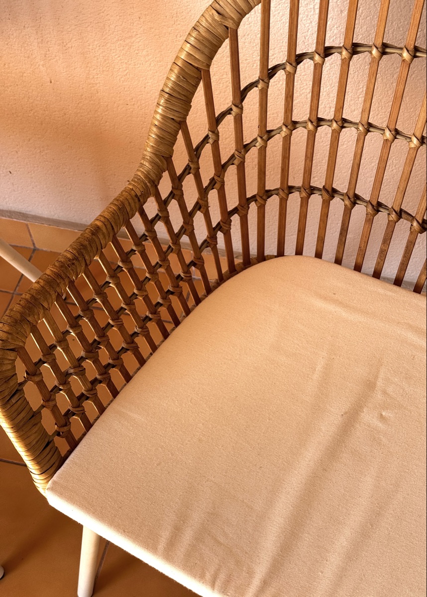 IKEA Chair with armrests, rattan/white NILSOVE - Image 7