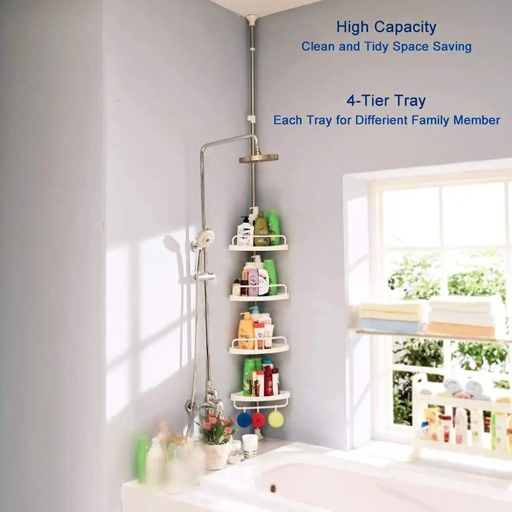 4 Layer Bathroom Corner Telescopic Adjustable Organizer Tower - Image 4