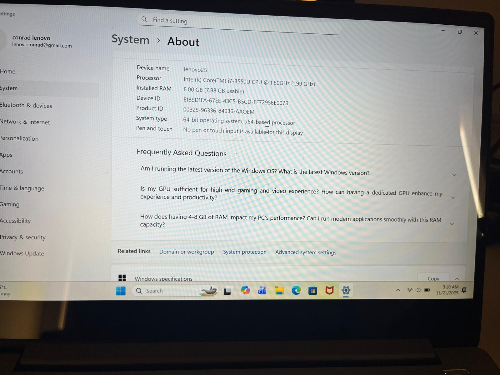 Lenovo IdeaPad 14" – Intel Core i7 | 8GB RAM | 256GB SSD | 2GB NVIDIA | Excellent Condition - Image 5