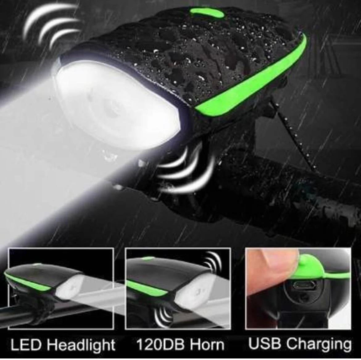 Bicycle front light with horn flasghlight - Image 5