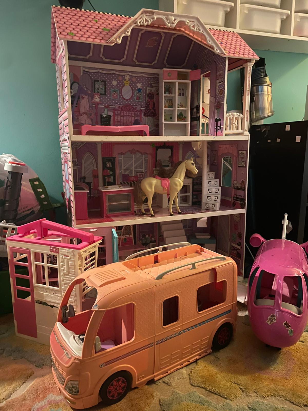 Barbie Doll House with accessories, Jet, pop-up bus, cars, and much more - Image 2