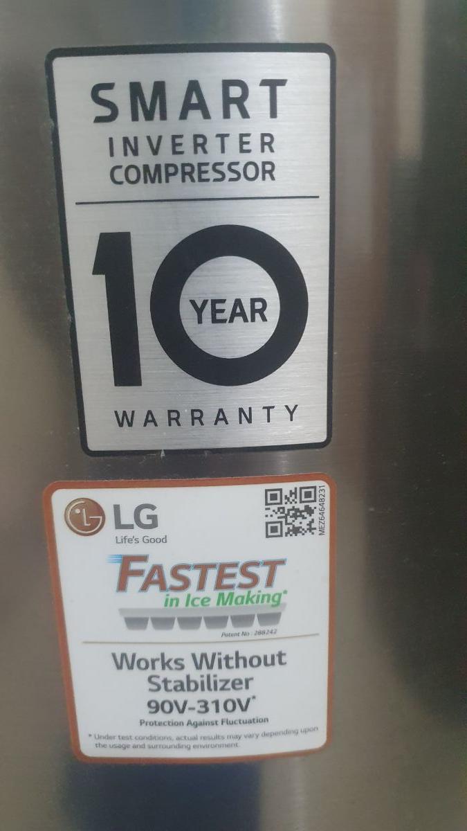 LG, Smart inverted, fast ice making, without stablizer, 10 year warranty - Image 2
