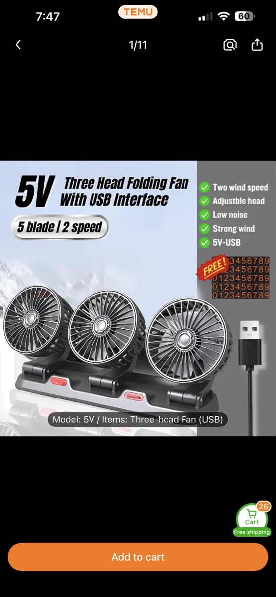 Brand new Electronic Car Fan 2 speed adjustable - Image 4