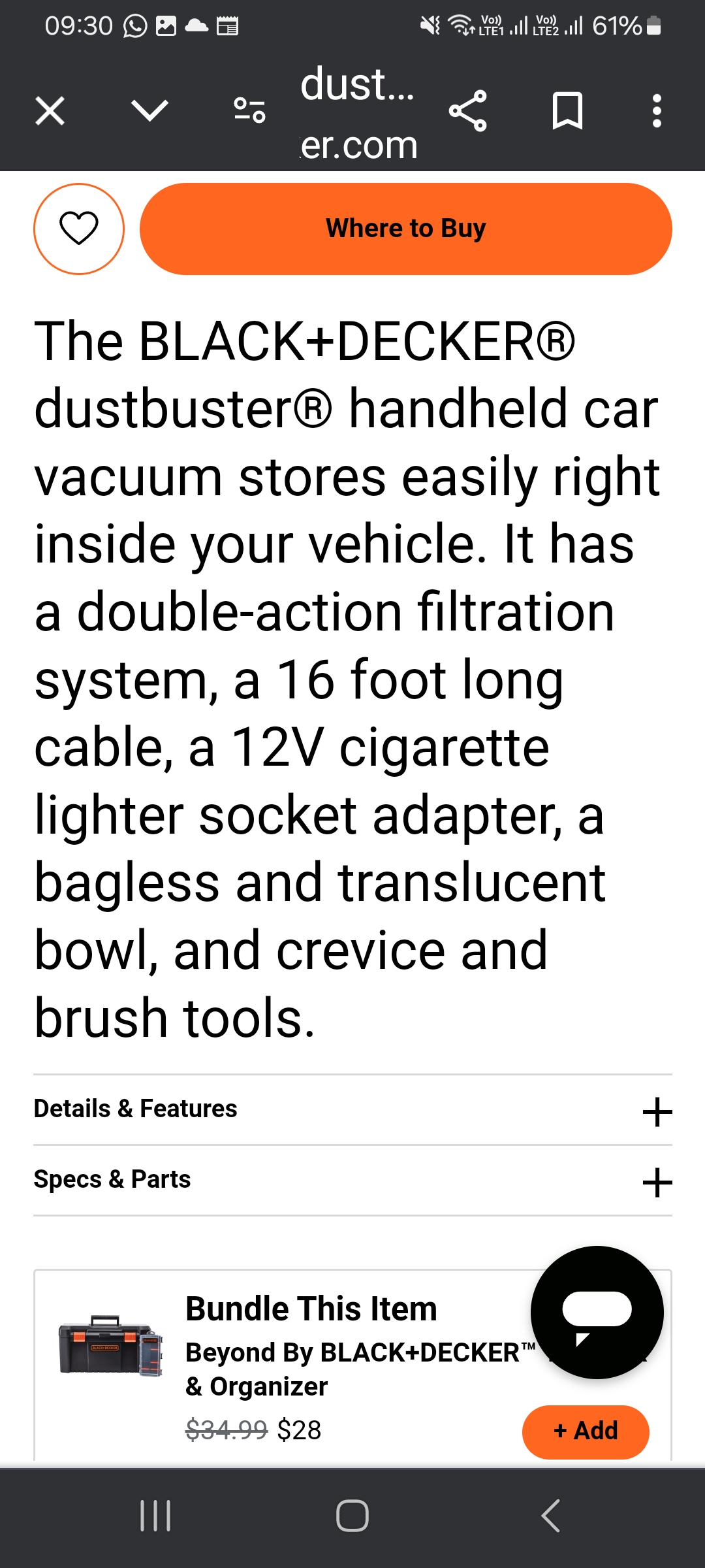 Black & Decker Car Vacuum Cleaner(used once only) - Image 5