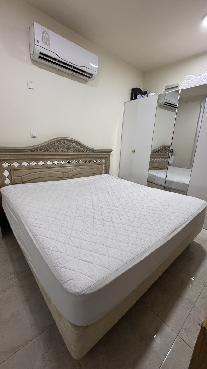 wood bed frame & mattress for sale - Image 1