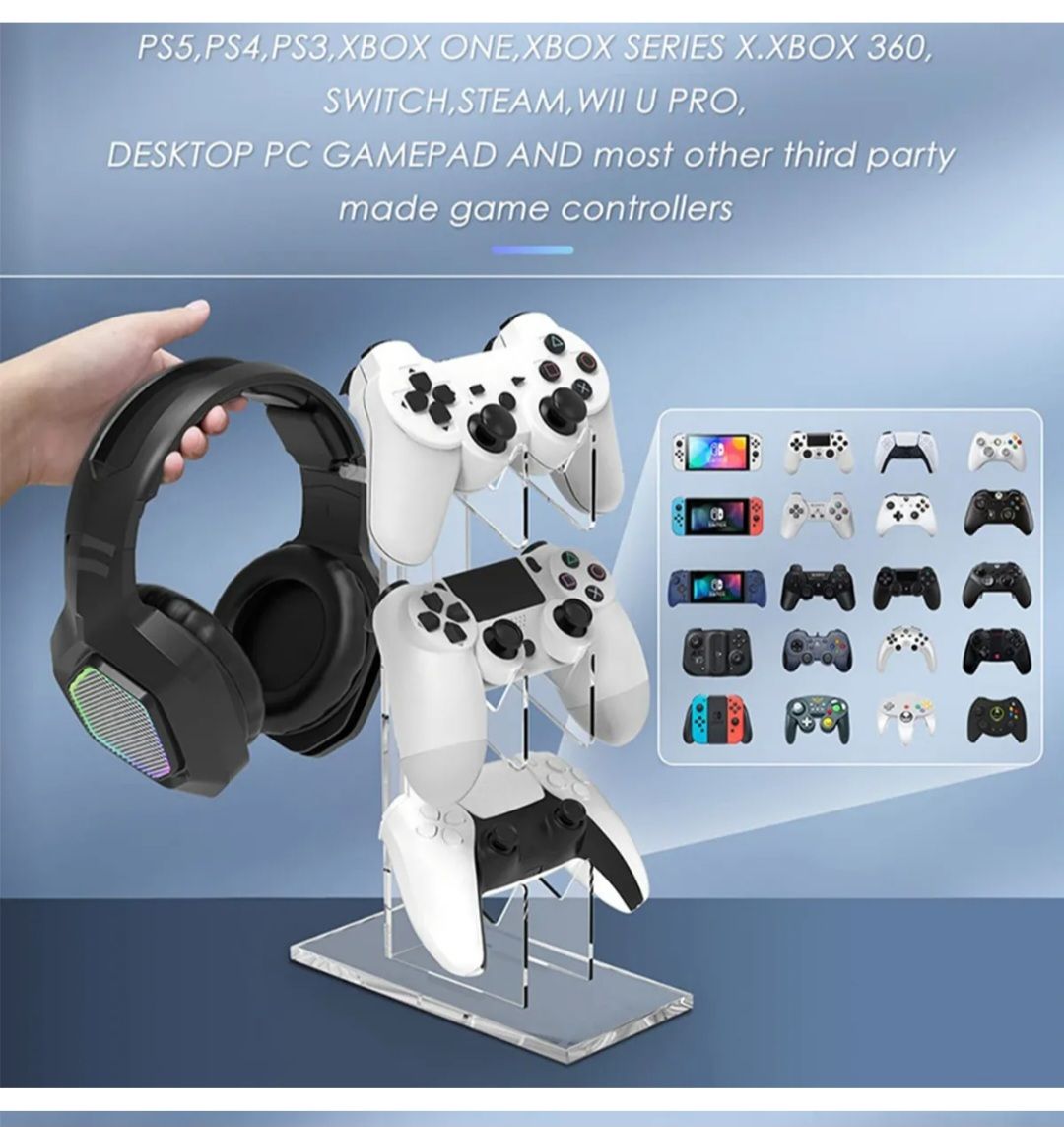 Three-layer Gamepad Holder With Headphone Holder For PS4/ PS5/PS3 Desktop - Image 1