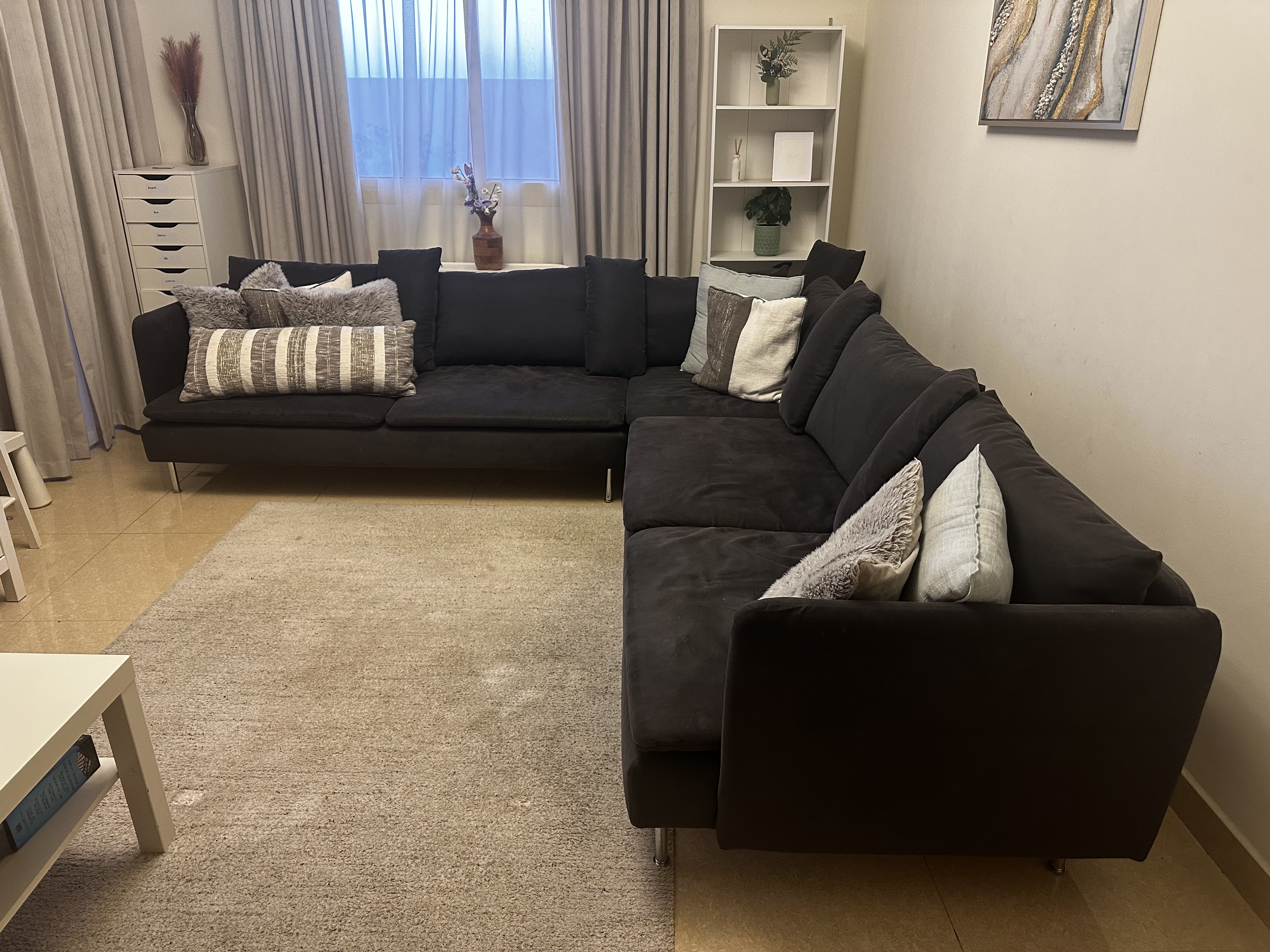 Large 5 Seater L Shape Sofa, Fabric  - Image 2