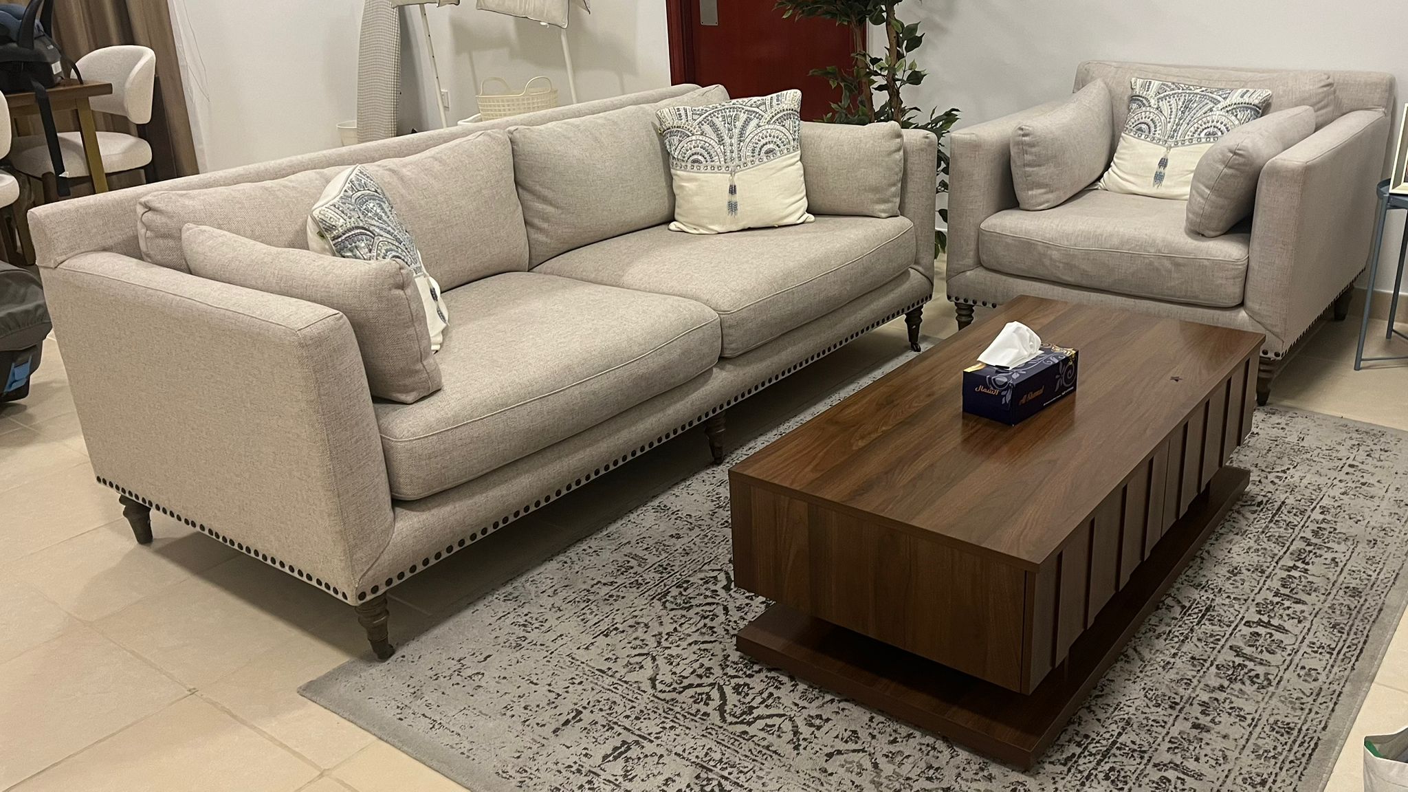 Pottery Barn Tallulah 3 seater sofa (couch) and armchair  - Image 5