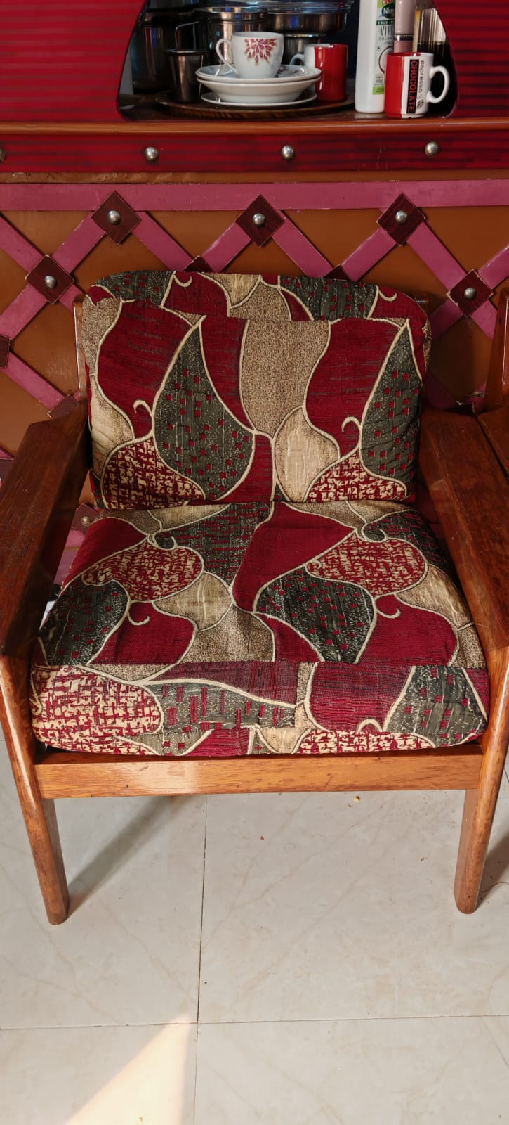 1 Wooden Sofa Sitter + 4 Big Wooden Chairs  - Image 2