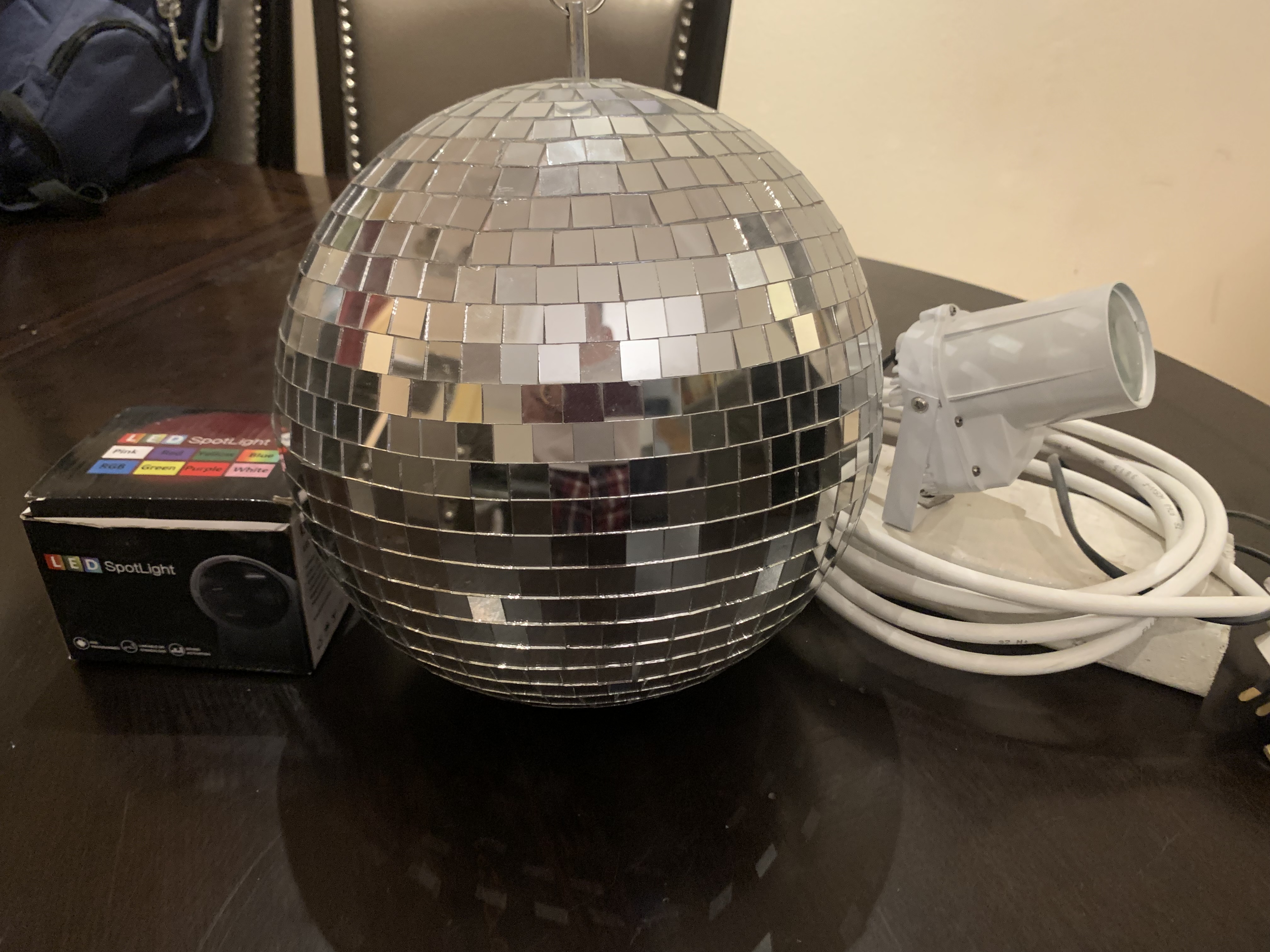 Mirror Ball with motor 10” + 2 Pin Spots Lights  - Image 2