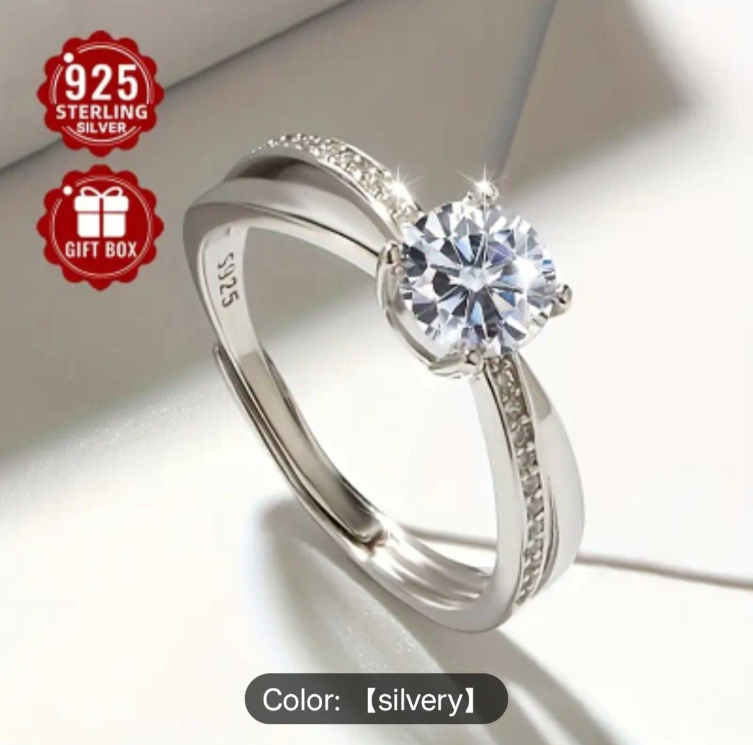 Beautiful Adjustable Ring Made Of 925 Sterling Silver With Synthetic Zirconia - Image 3