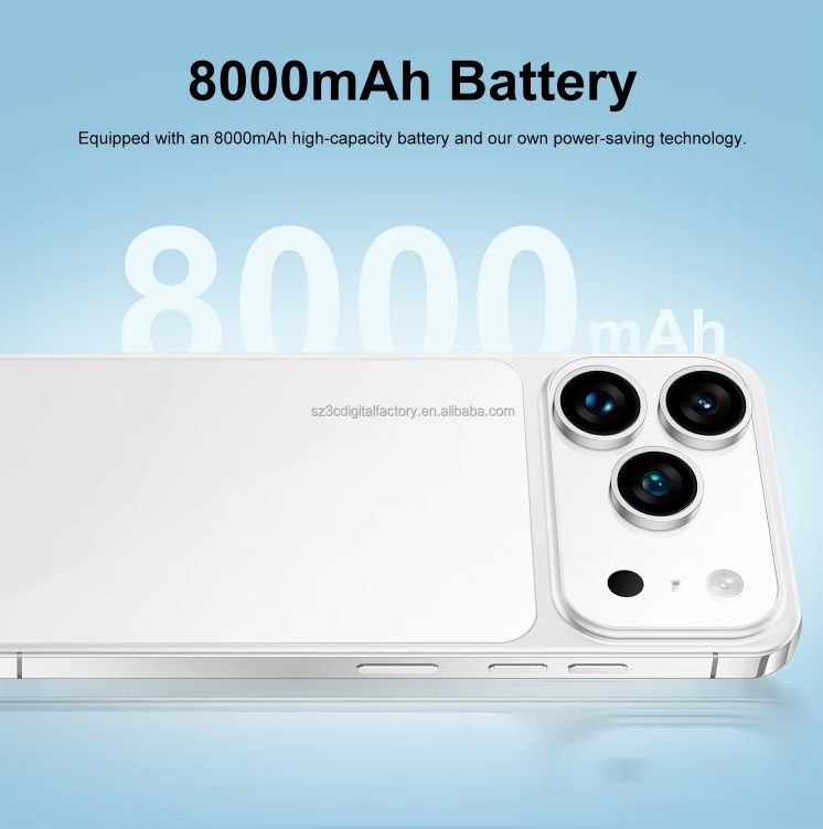 Latest I17Pro Max Smartphone 7.3 Inch HD Display Android French Dual Card 108MP 16GB 1TB Storage Battery - Image 17