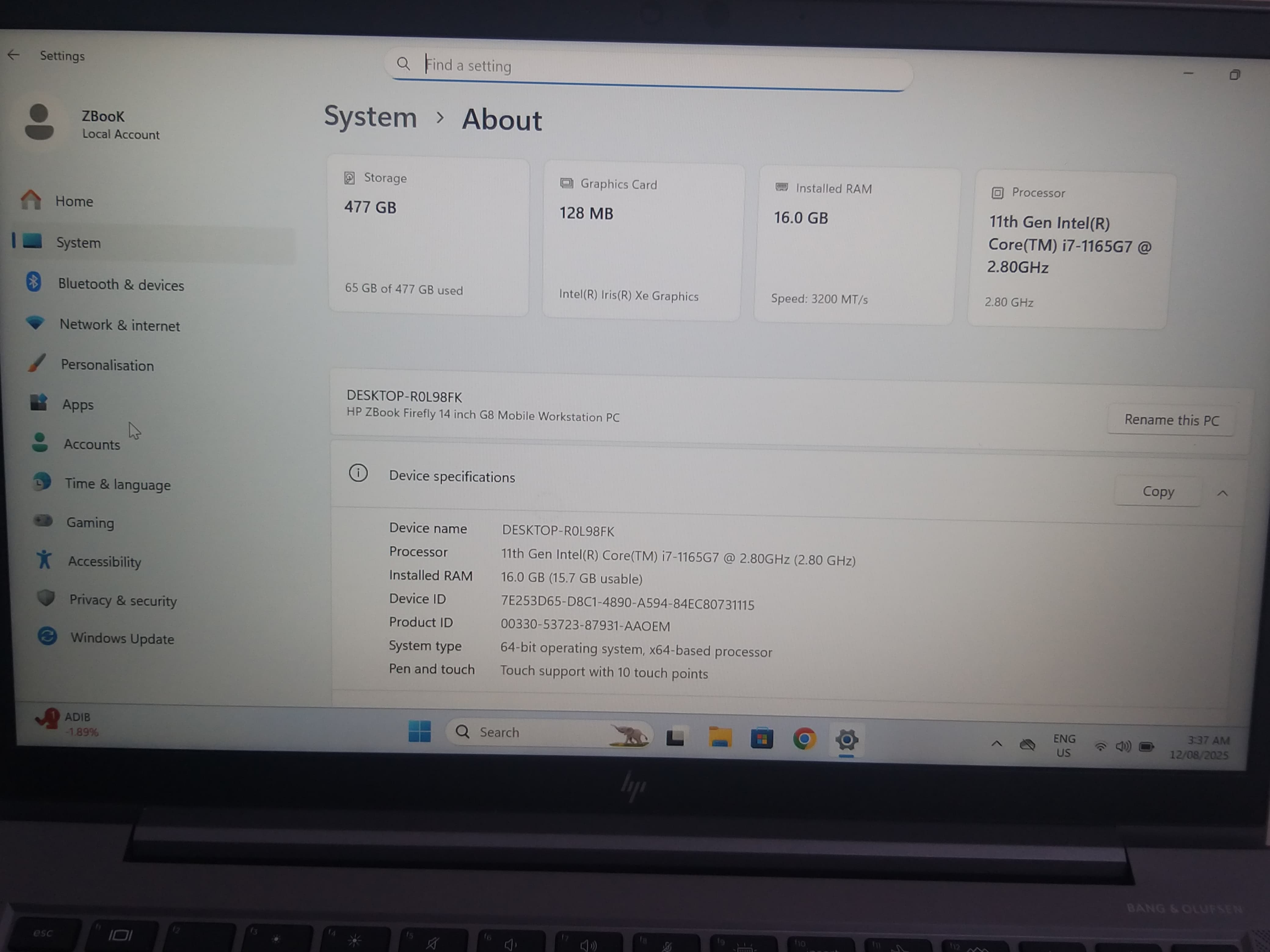 Hp ZBook Firefly 14 Inches G8 Core i7 11th Gen Touch Screen - Image 2