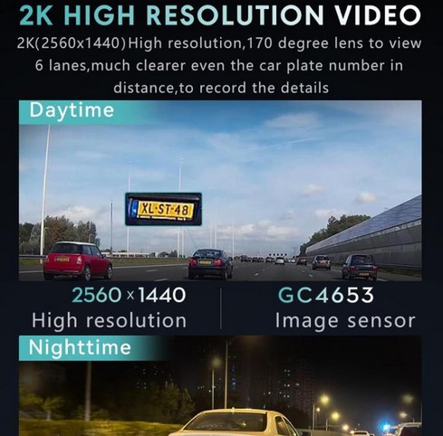 T2 PRO 3.0 Inch 2K HD Night Vision Recorder Hidden Car Camera - Image 10