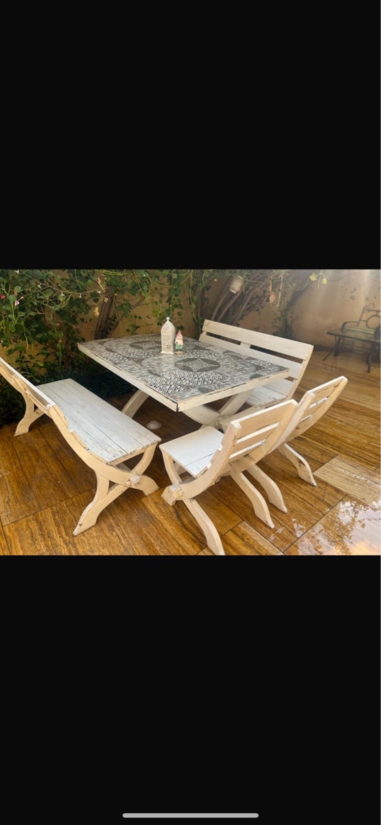 Solid wood outdoor table set - Image 1