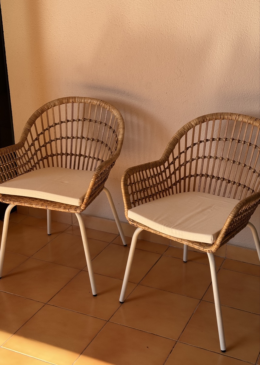 IKEA Chair with armrests, rattan/white NILSOVE - Image 5