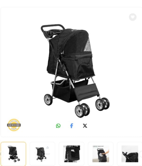 VIVO Black 4-Wheel Foldable Pet Stroller for Cat & Dog - Image 1