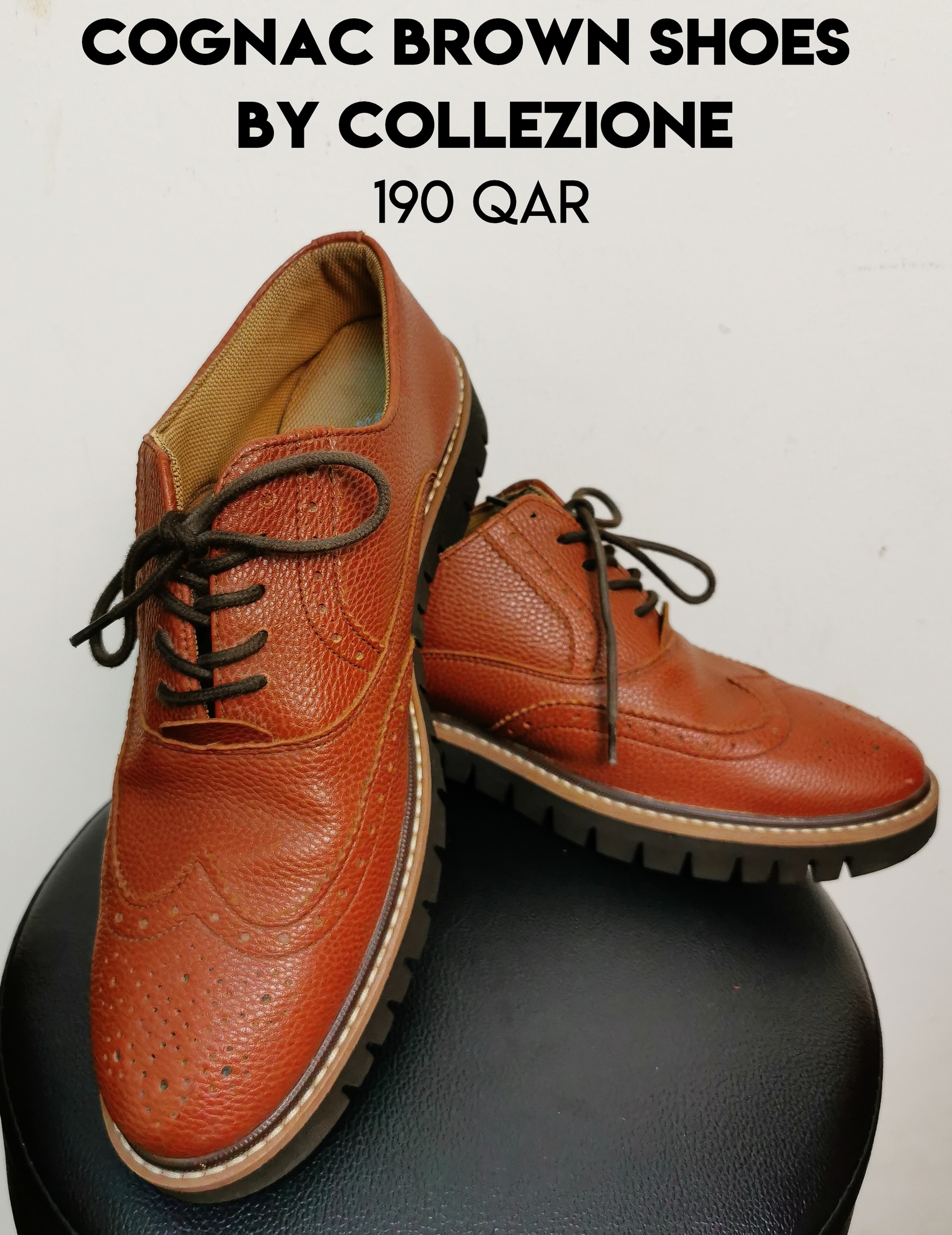 Cognac Brown Shoes by Collezione (43 EU) - Image 1