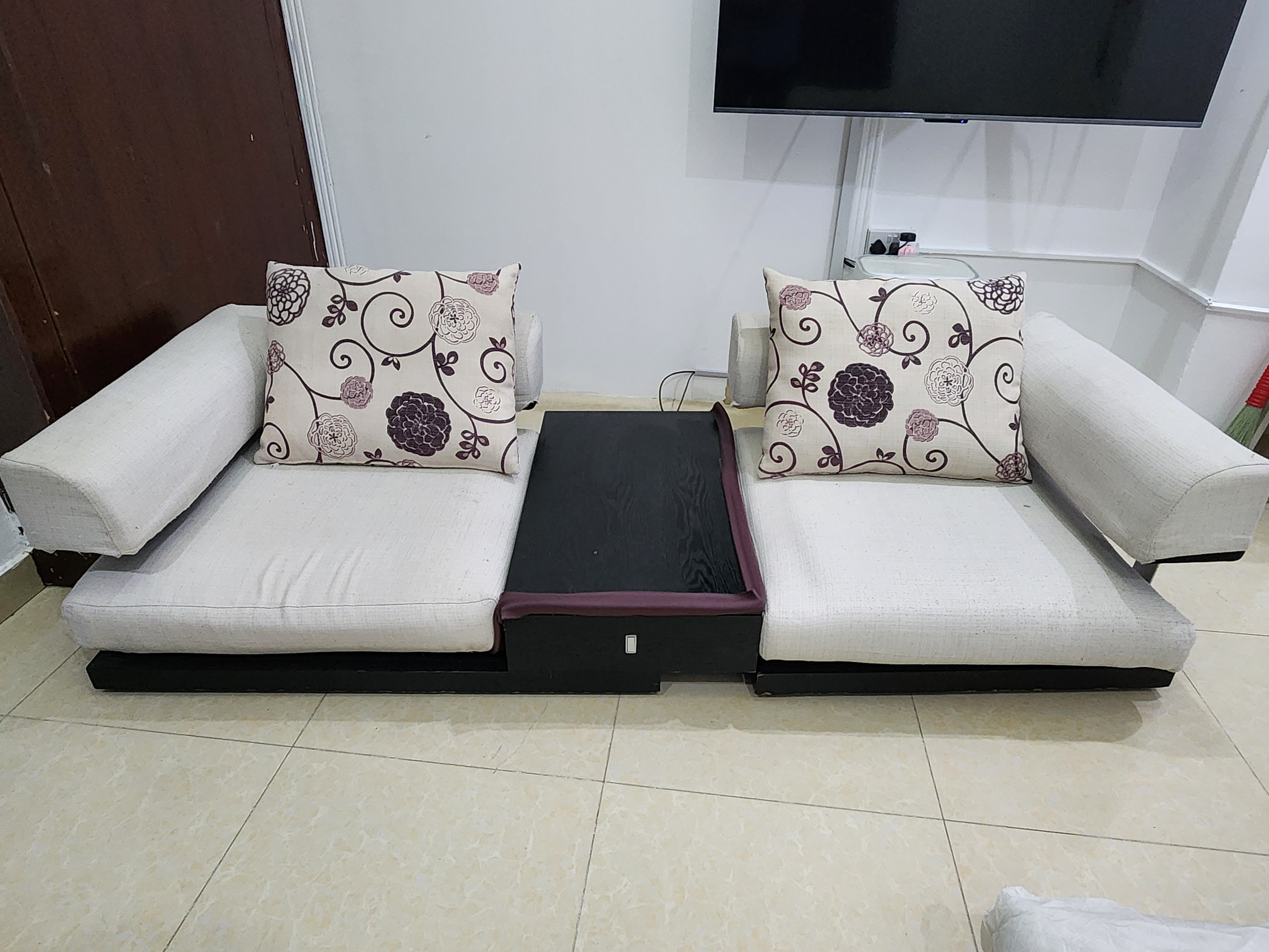 Elegant Wooden Sofa/Majlis Sofa • 2-Seater • With Pillows & Storage Drawer - Image 4