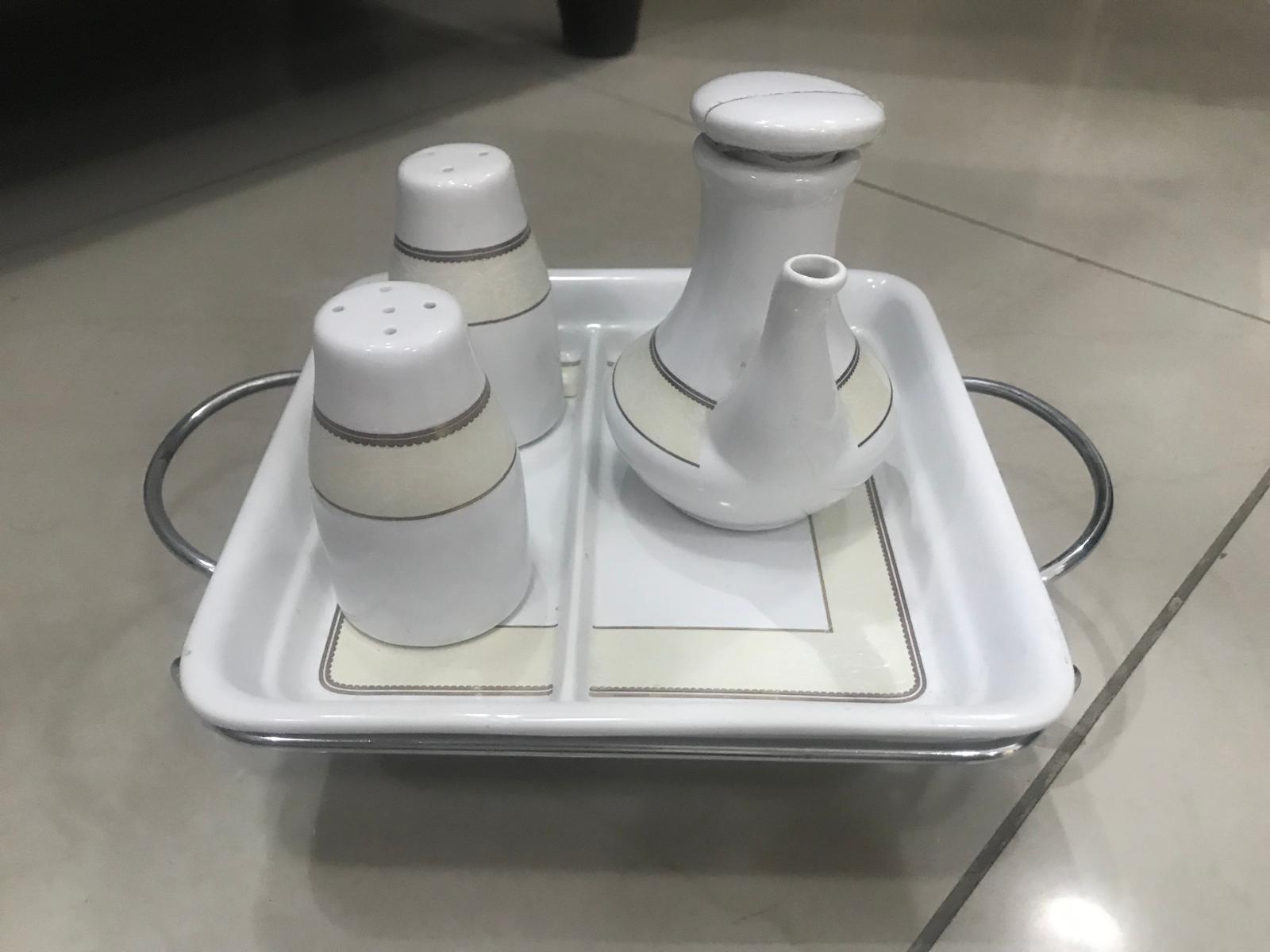 Salt, Pepper, Oil with Plate and Stand - Image 2