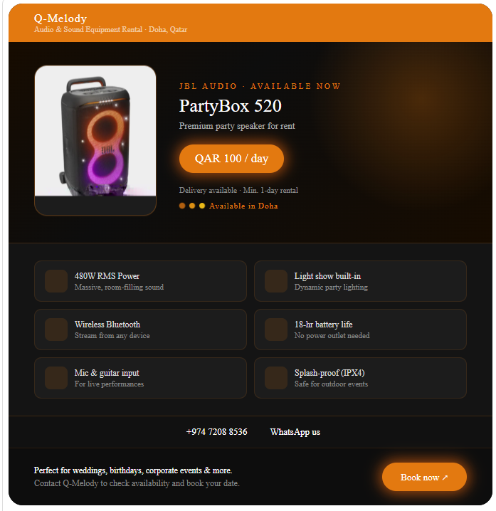 JBL Partybox 520 Sale or Rent with mic - Image 6