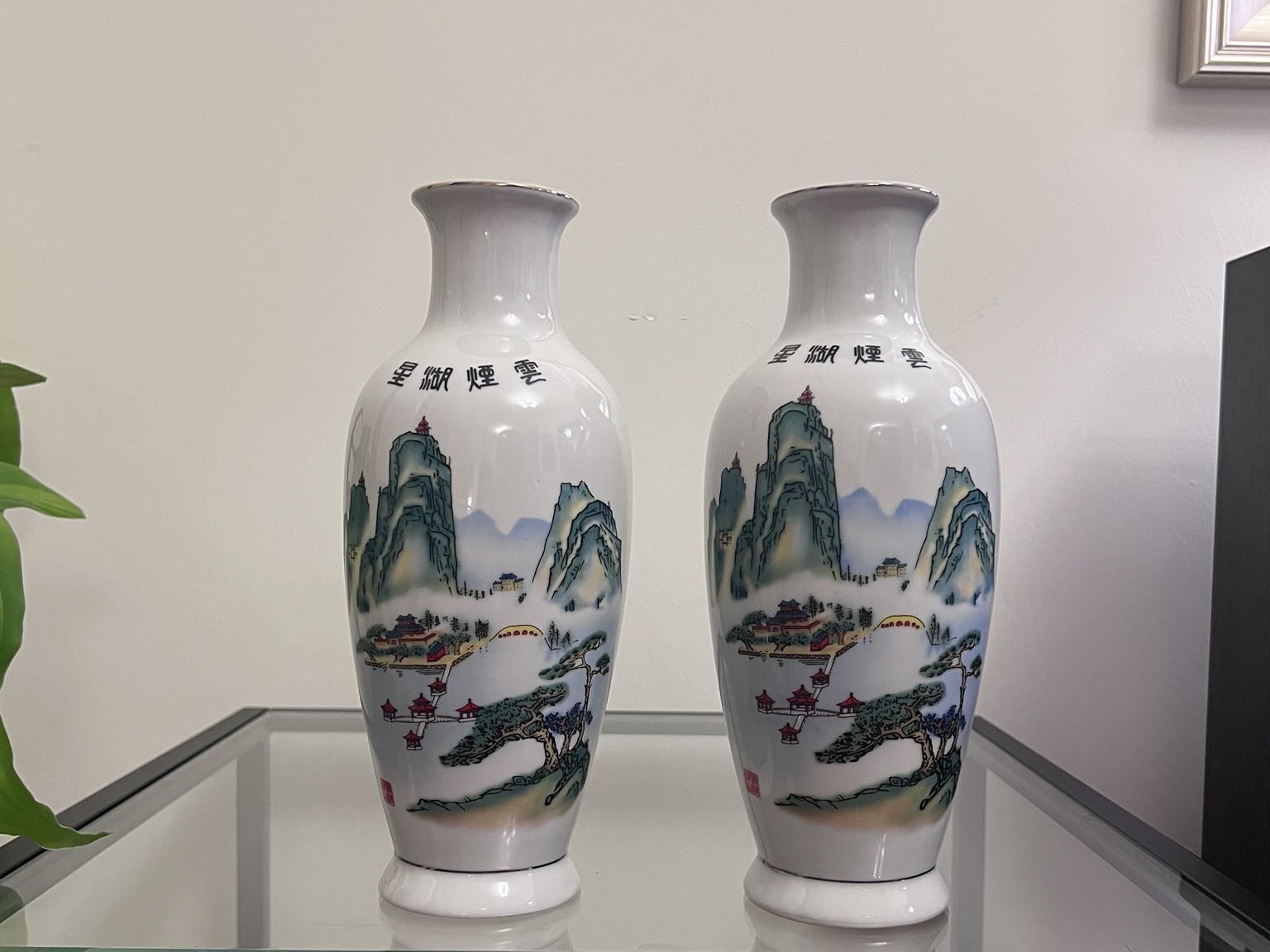 Elegant Chinese Porcelain Vase Set (Pair) – Oriental Landscape Design  - Image 4