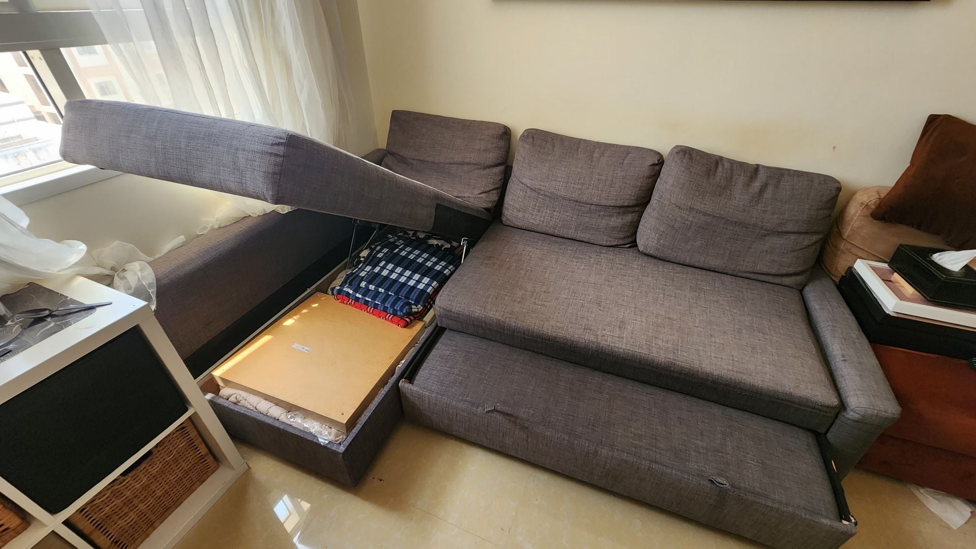 IKEA L Shape Sofa Bed with Storage  - Image 6