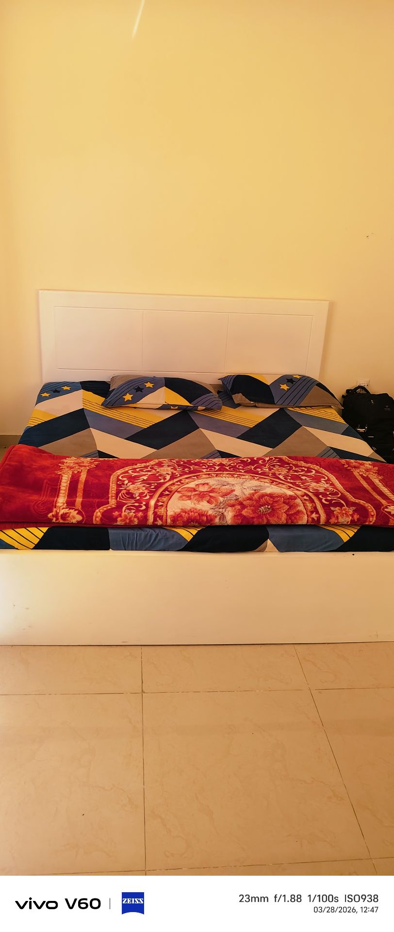King size bed with mattress and cupboard for storage  - Image 4