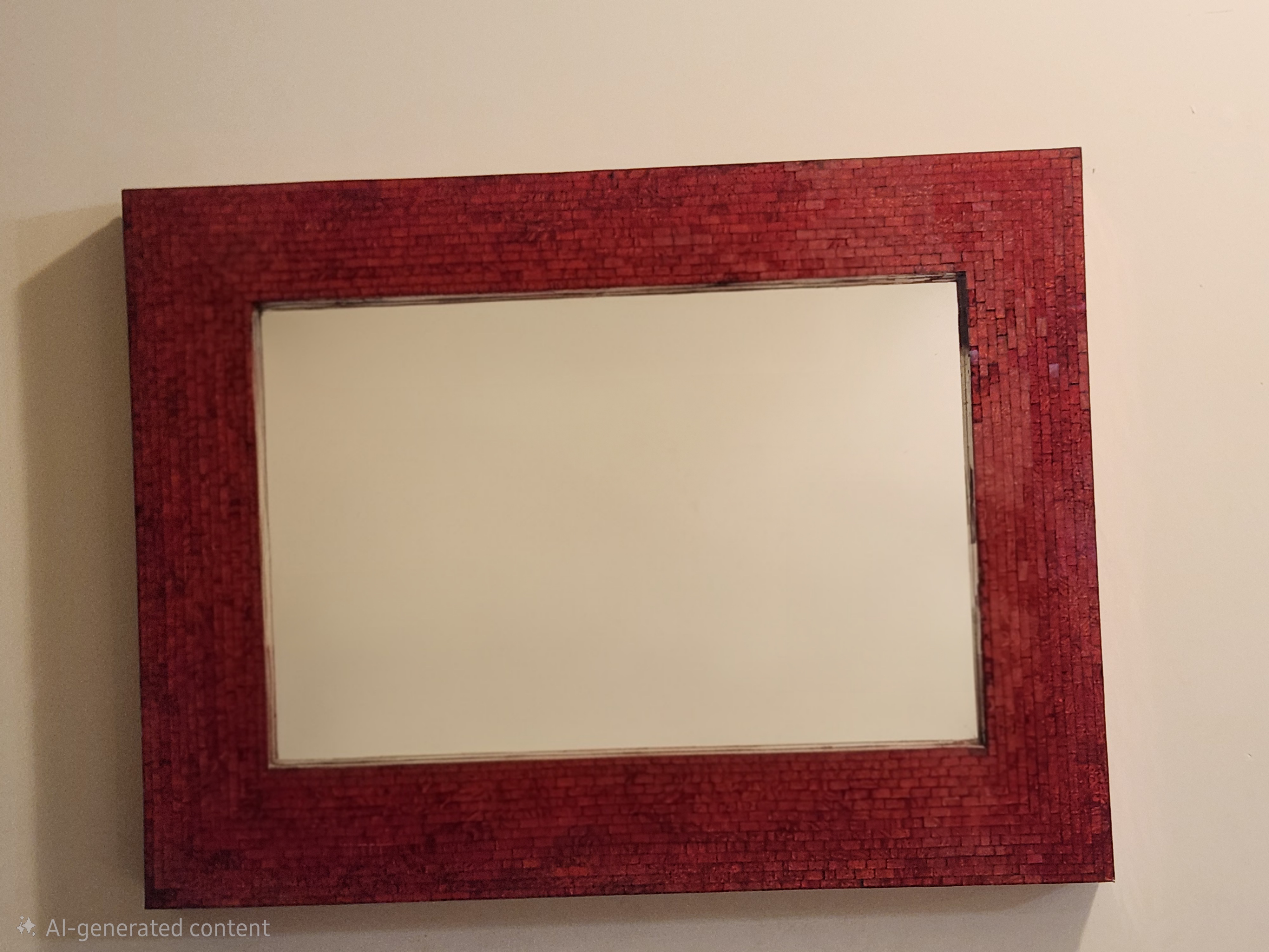 Red Mosaic Wall Mirror - 100x75 cm - Image 3