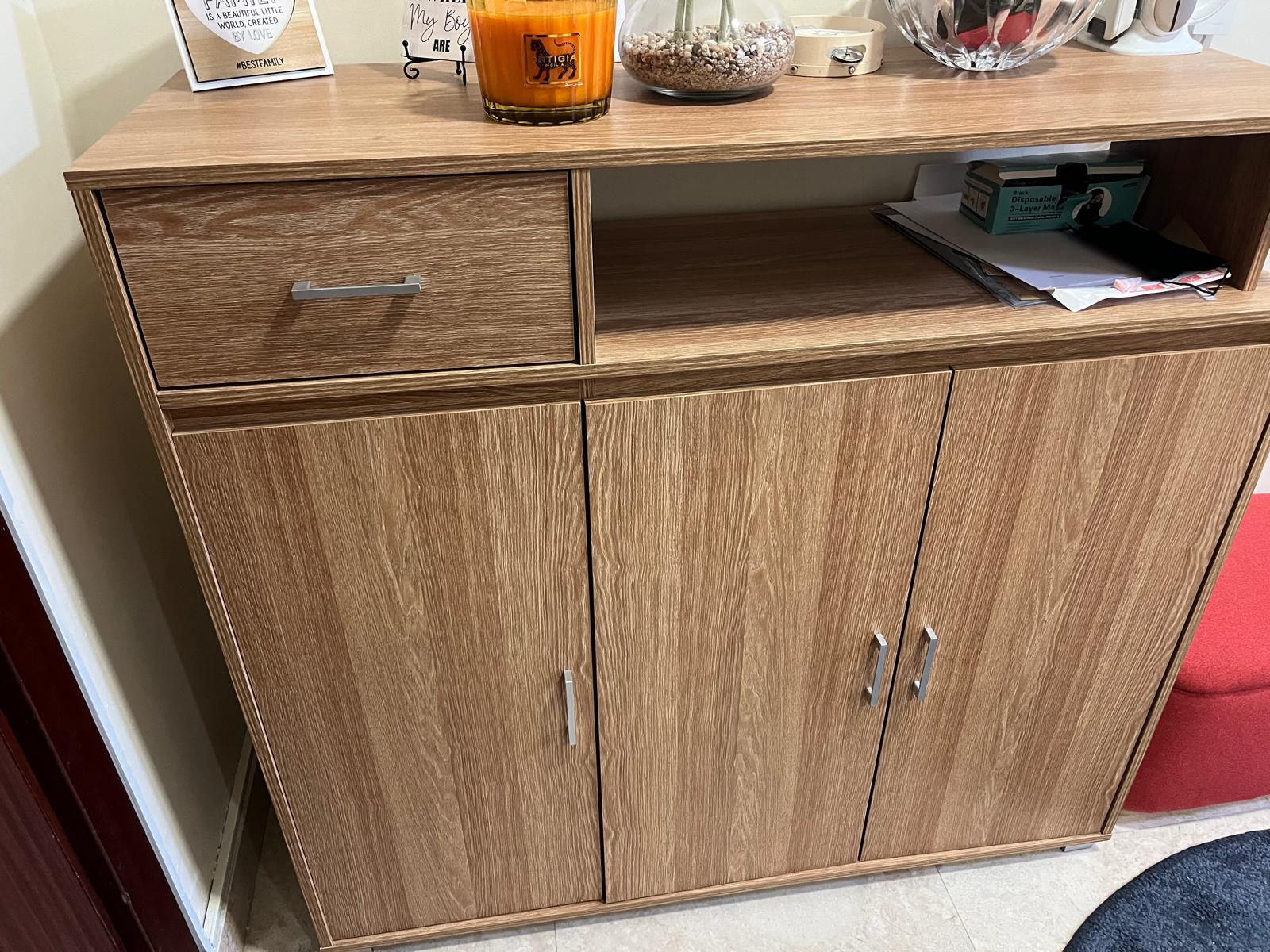 Beak 3 Door & 1 Drawer Shoe Cabinet For 20 Pairs - Dark Oak - Image 5