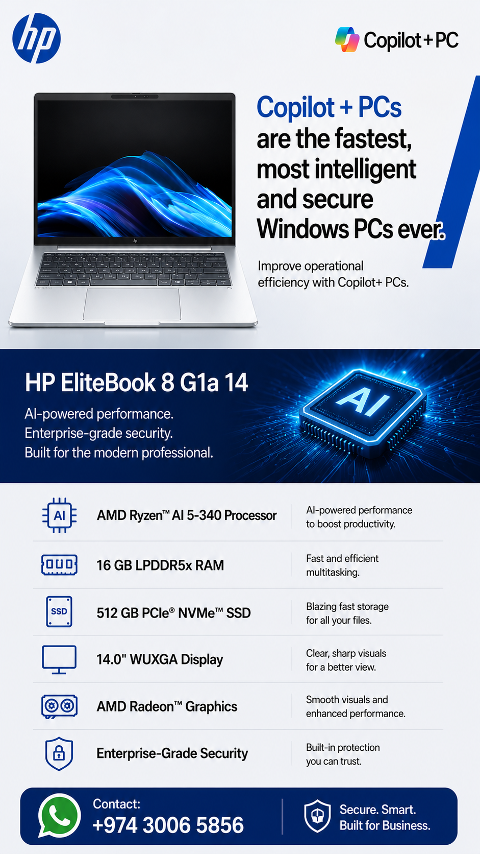 HP EliteBook 8 G1a 14 Laptop  - Image 3