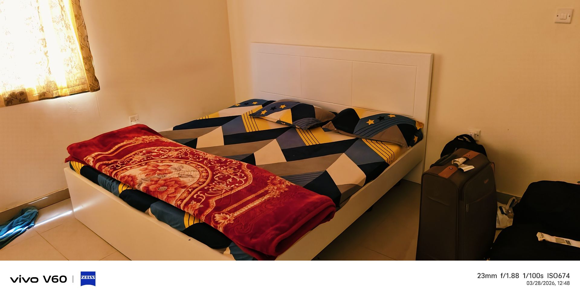 King size bed with mattress and cupboard for storage  - Image 3