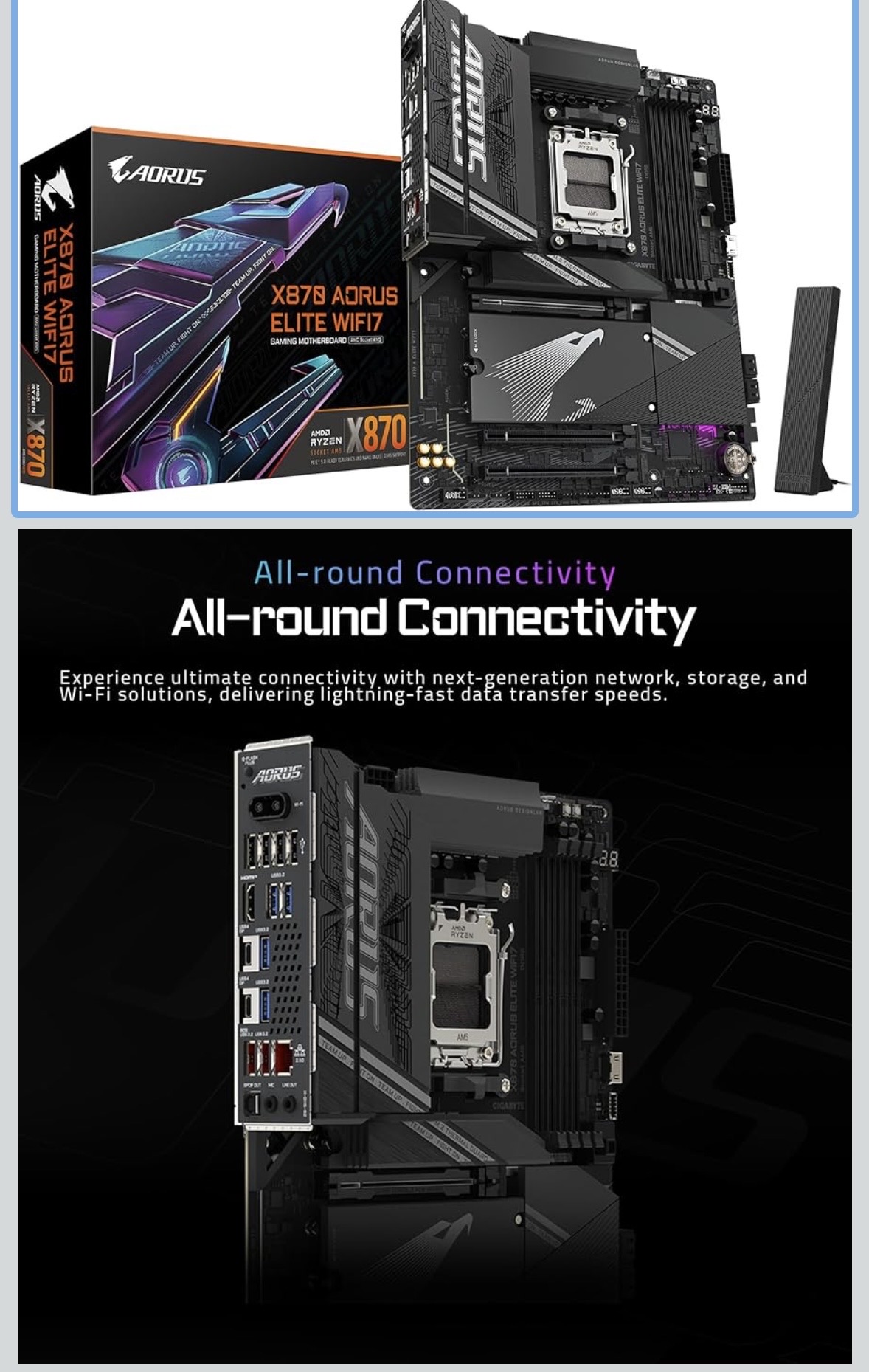 GIGABYTE X870 AORUS Elite WIFI7 AMD AM5 LGA 1718 Motherboard, ATX, DDR5, 4X M.2, - Image 4