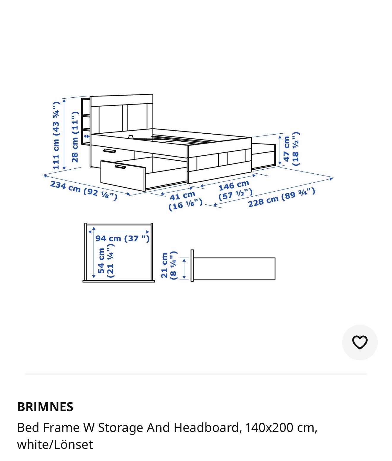 Ikea Brimnes Bed 140x200cm in perfect condition - Image 6