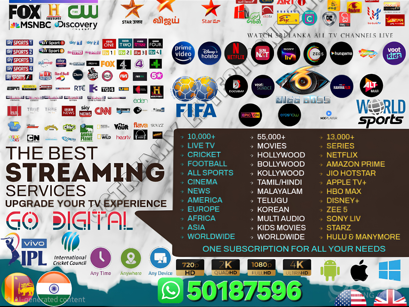 IPTV CRICKET FOOTBALL AIRTEL DISH MOVIE SERIES SATELLITE NETFLIX