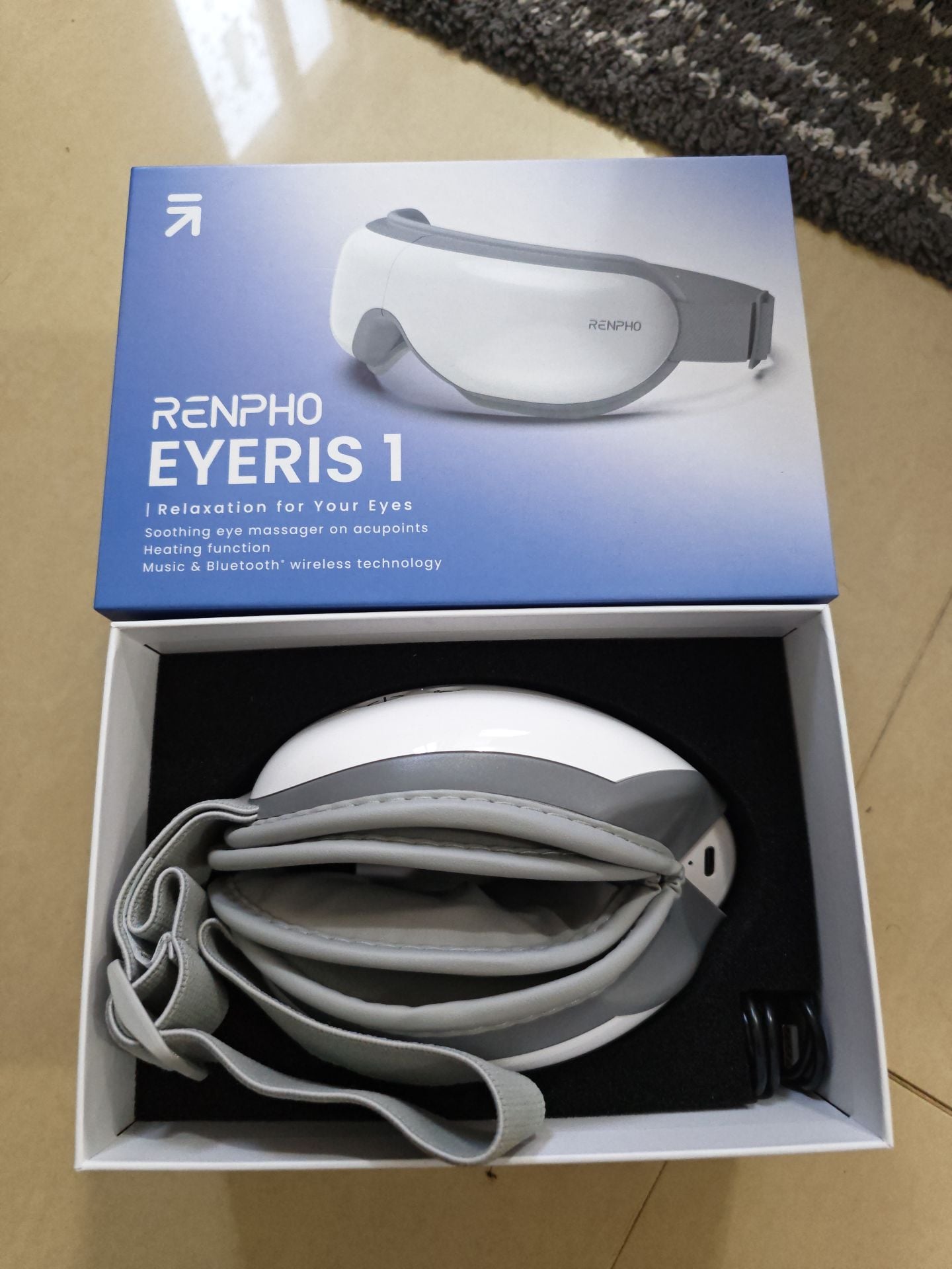 RENPHO Eyeris 1 - Heated Eye Mask Massager for Migraines & Strain (White) - Image 1