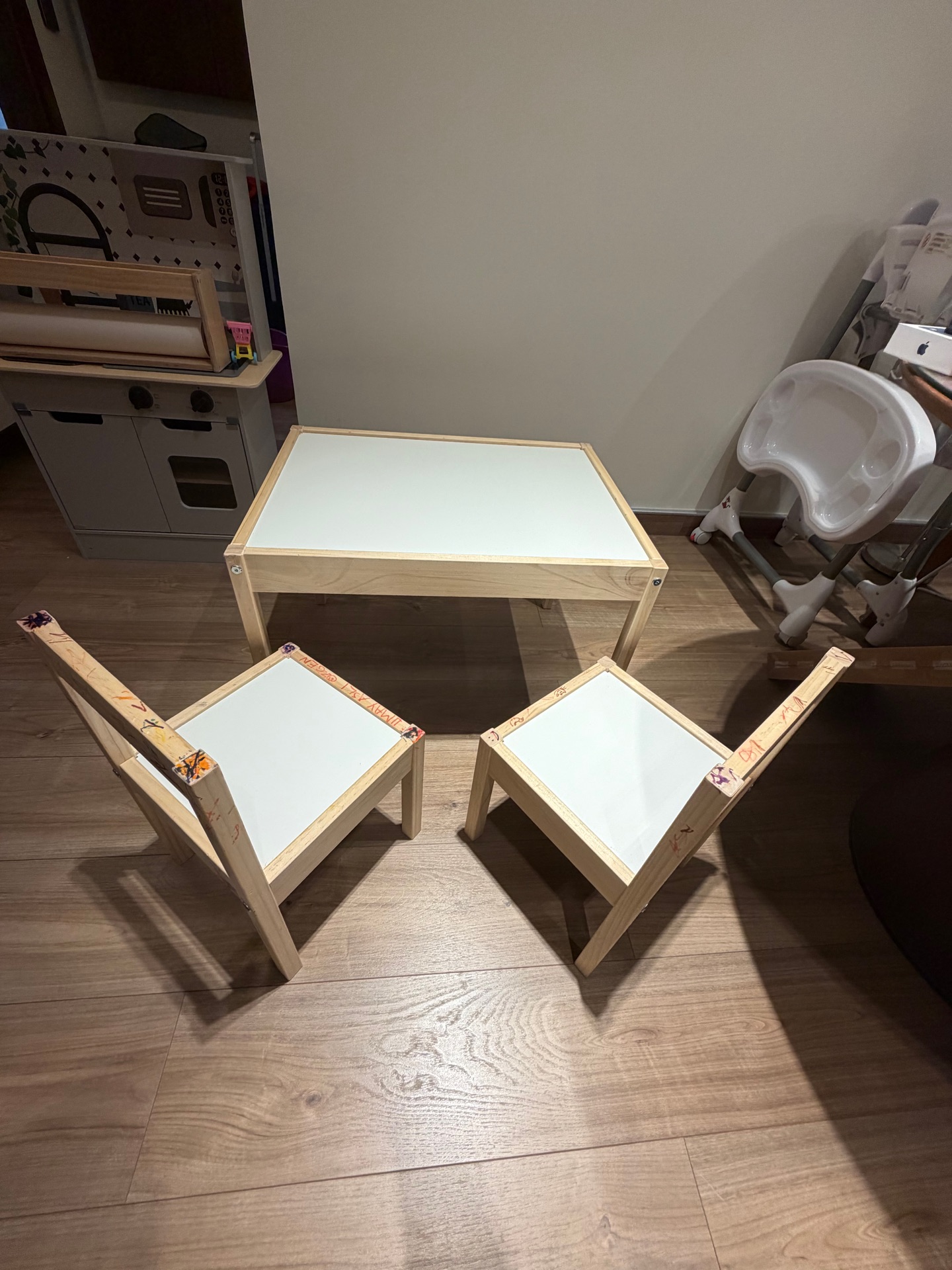 IKEA Latt Children Table and 2 Chairs + IKEA Mala Paper holder - Image 2