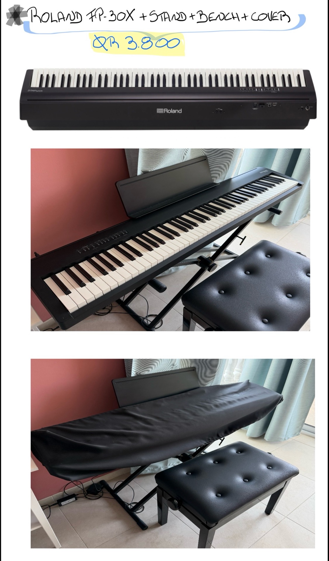 Roland FP-30X Keyboard + Stand + Bench + Cover - Image 1