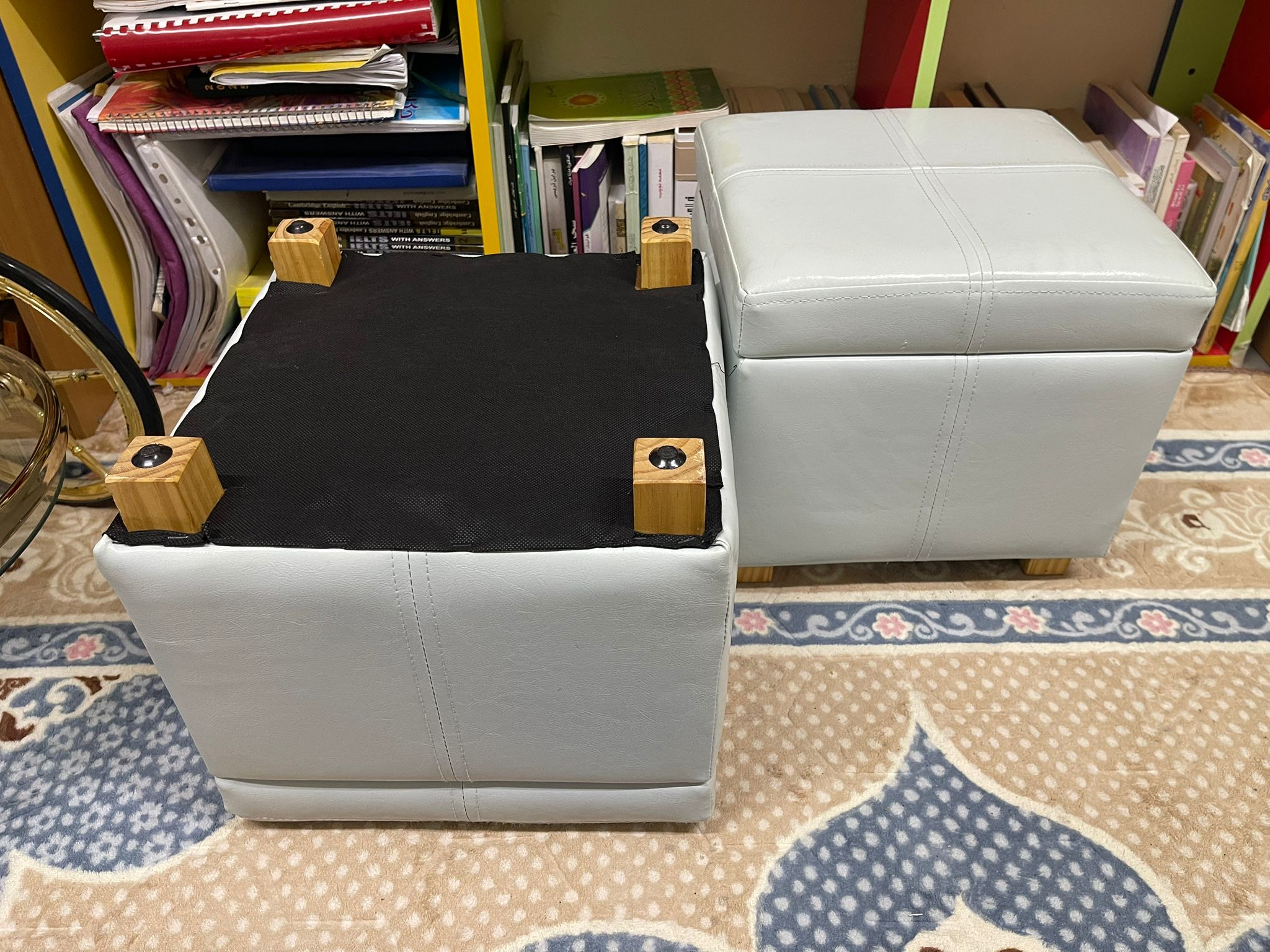 Footstool Storage Ottoman / Cube Bench – Like New - Image 3