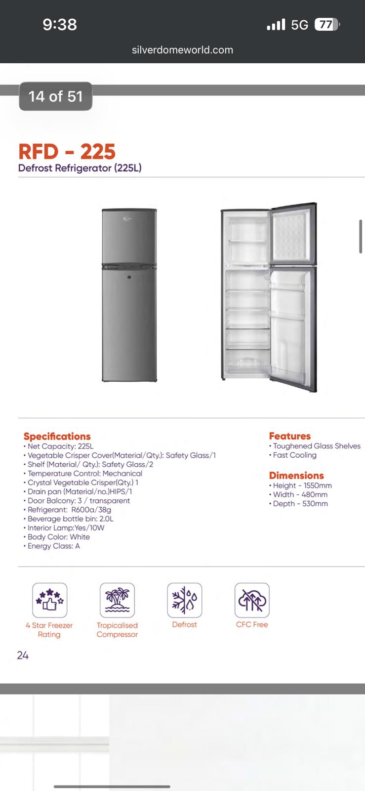RFD-225 Silverdome Brand New Refrigerator (225 Liter) - Image 3