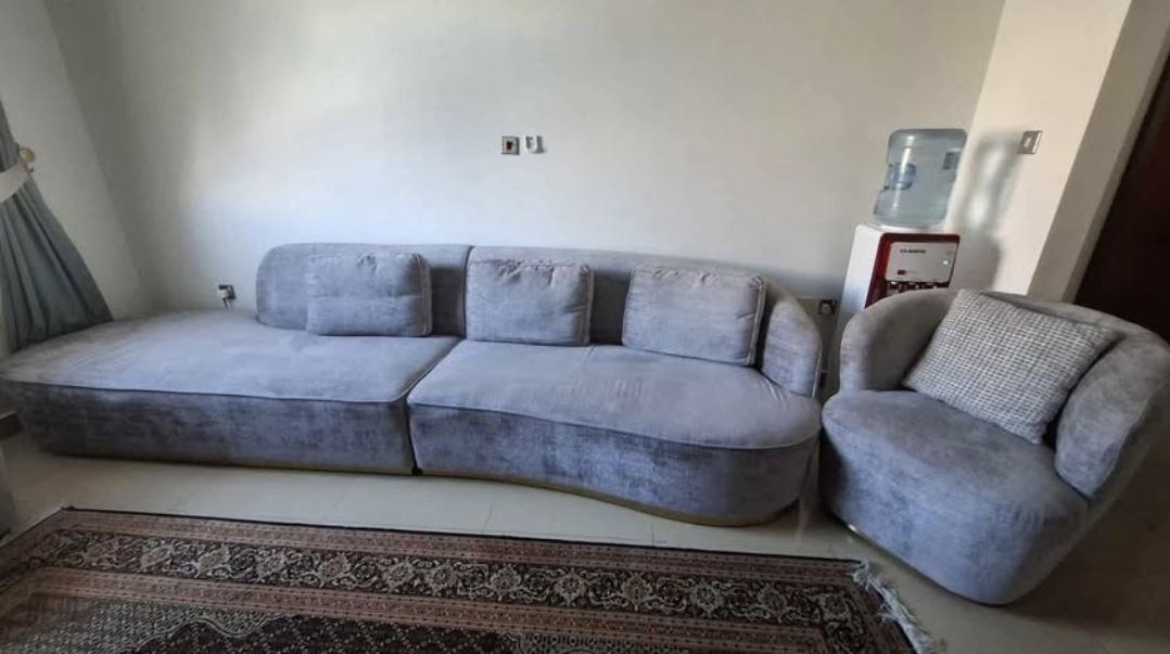Luxury Velvet Sofa (6 seater) + 2x Club Armchairs and cushions - Image 7