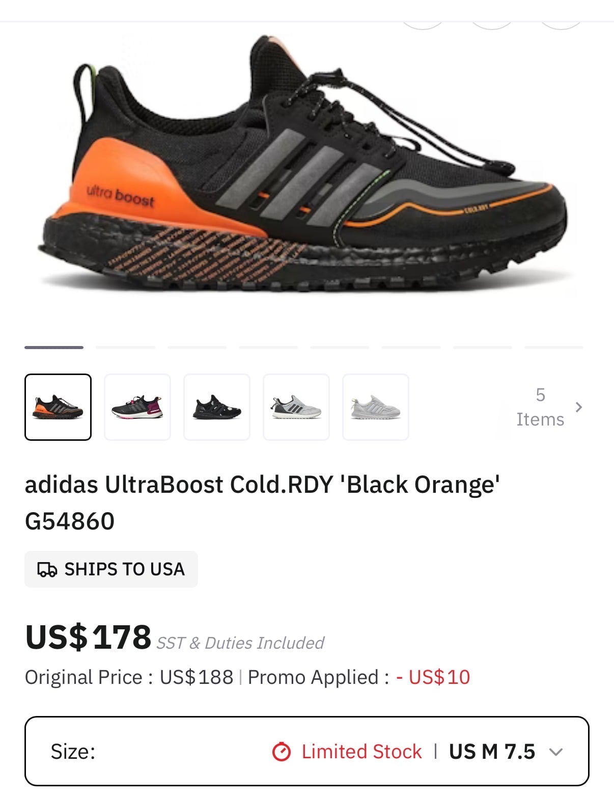 adidas Ultraboost C.RDY DNA Black Grey Orange  - Image 6